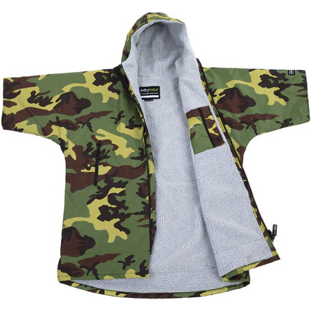 2026 Dryrobe Junior Advance Bata De Cambio De Manga Corta V3KSS - Camuflaje / Grey